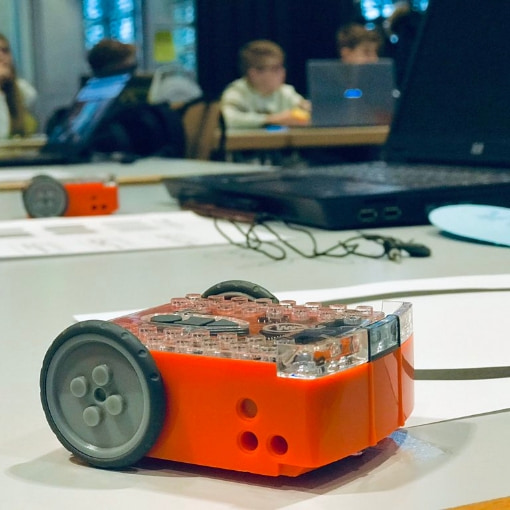 The Edison robot is designed for teaching coding in the classroom.